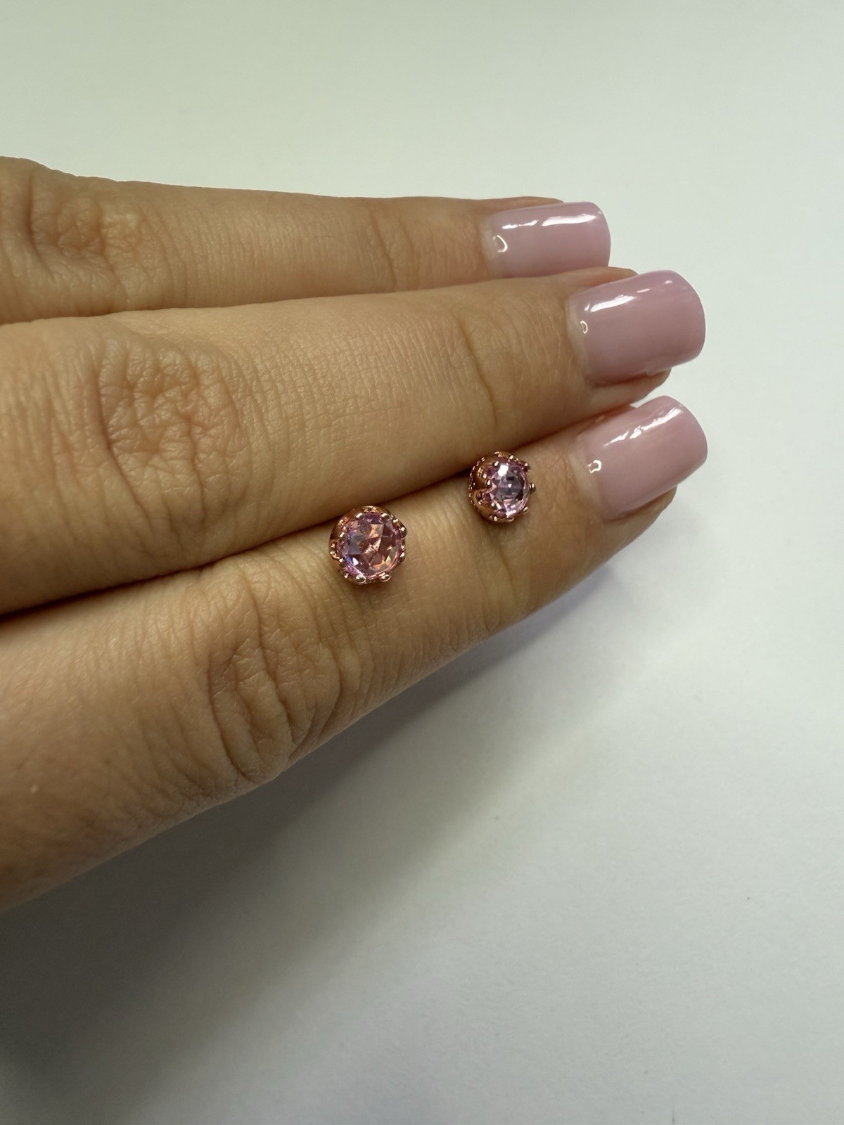 PINK SPARKLING CROWN PANDORA Rose STUD Earrings 288311C01