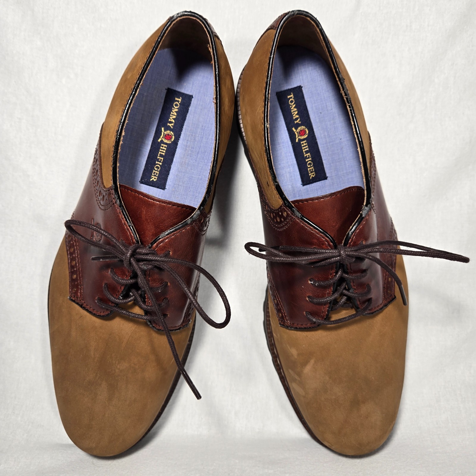 RARE Vintage 1985 TOMMY HILFIGUER Old Stock Brown Leather Oxford Shoes Men's 12M