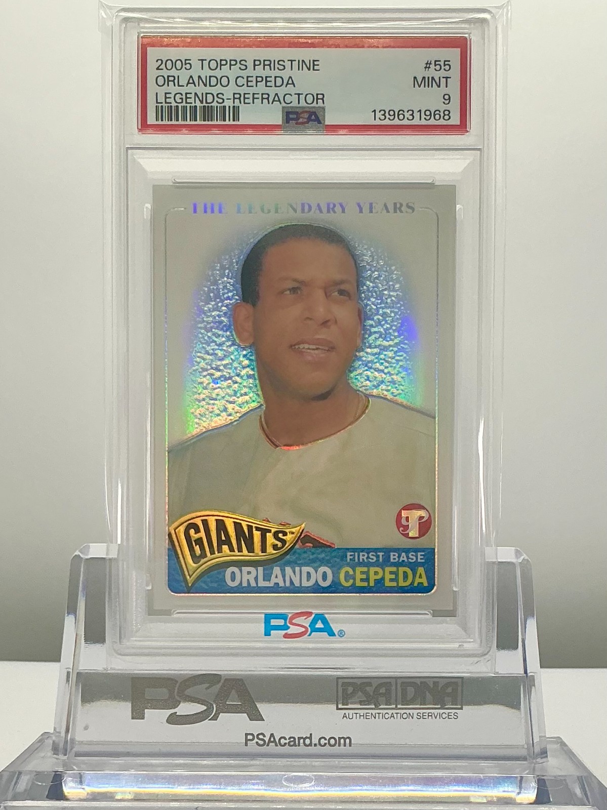 ORLANDO CEPEDA 2005TOPPS PRISTINE LEGENDS REFRACTOR(/549) #55 PSA9!POP2!