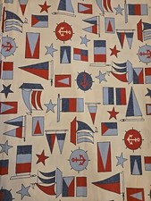 The Land of Nod Sailing Boats Nautical Twin Sheet Set Red Blue White