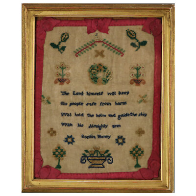 Antike Miniatur Sampler, Circa 1800, Von Sophia Honig