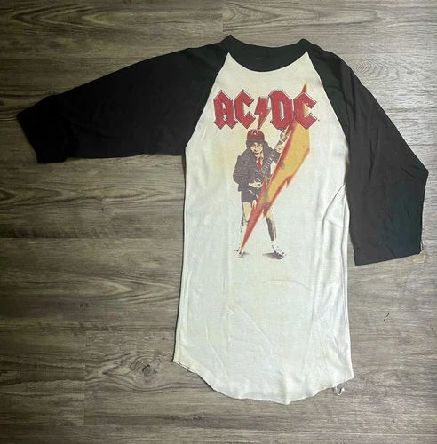 AC/DC VINTAGE Band T Shirt HIGH VOLTAGE Concert Tour Raglan 1980s vintage concert t-shirt, vintage, single stitch, B+ condition
