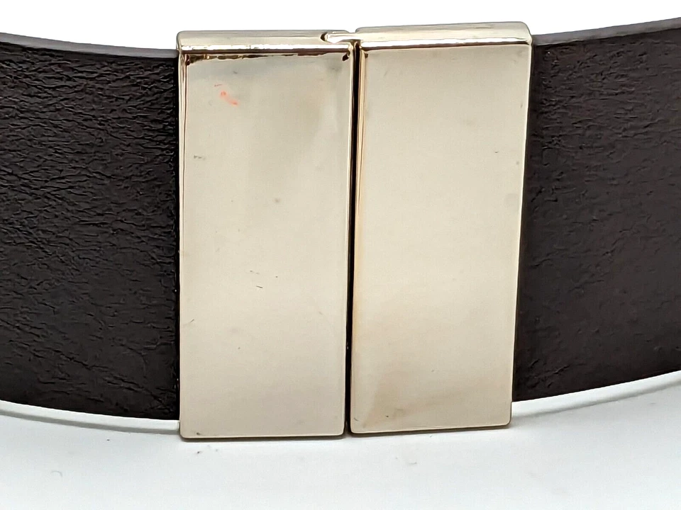 Cinturón Vintage Ann Taylor 2.25" Ancho Marrón Cuero Elástico Espalda Talla M/L 32" Foto 2 de 4