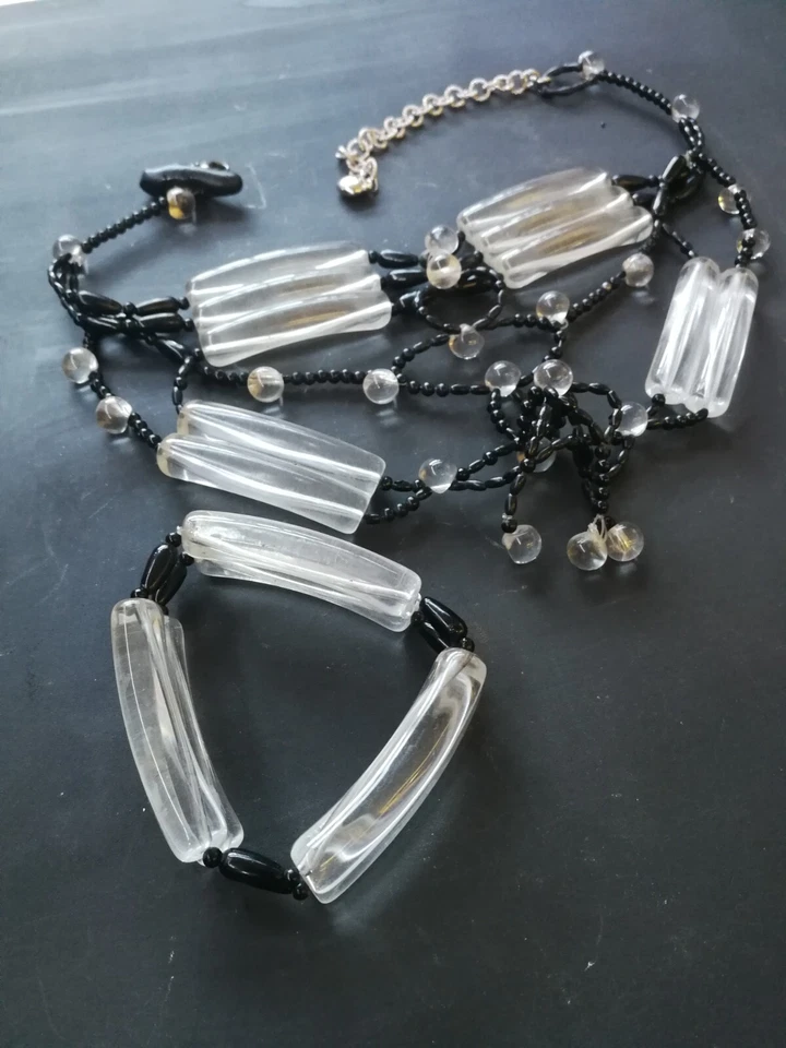 gioiello trasparente plexi minimal collana bracciale da donna designer collarino - Immagine 2 di 4