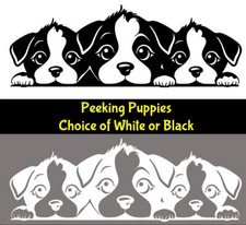 Cute Peeking Puppies Two 6" Vinyl Decal Car Window Laptop Tablet Mirror Door
