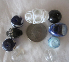 9 Black Blue White Clear Murano Style Glass Beads Craft