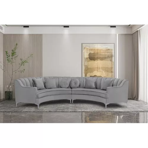 Curved Symmetrical Sectional Sofa Grey