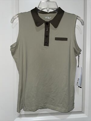 NEW Lija Olive Sage Dry Fit Sleeveless Activewear Golf Fitted Tank Top Womens M