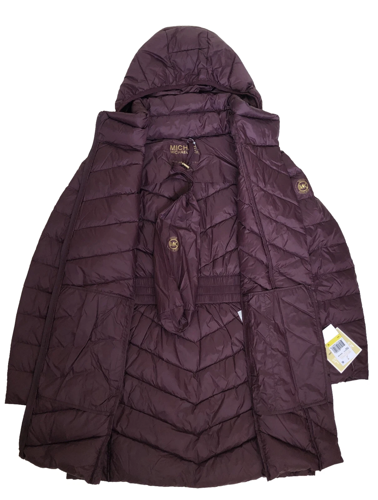 Cappuccio trapuntato donna Michael Kors confezionabile M me melanzane viola $240