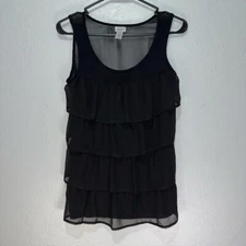 Charming Charlie Women’s Black Ruffle Tank Top Size M Ruffles