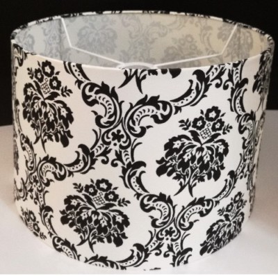 E27 Black White Table Screen Pattern Floor Lampshade 41cm Ring Above
