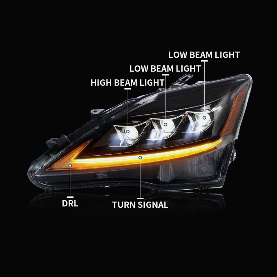 LED DRL Signal Projector Headlight Assembly For 2006-2013 Lexus IS250 IS350 IS F Foto 4 de 4