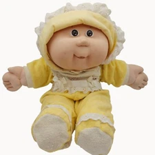 Vintage 13" Signed Original Cabbage Patch Kids Yellow Baby Doll w/ Clothing