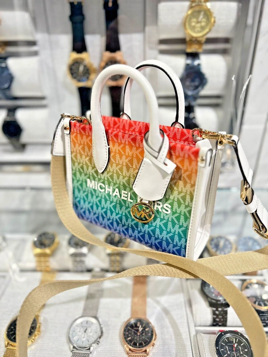 マイケルコース レインボー ショルダーバッグ Michael Michael Kors Mercer Rainbow Trim Leather Crossbody Tote