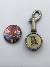 Vintage Budweiser Spuds Mackenzie Keychain Bottle Opener & Button Pin Pinback
