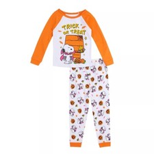 Peanuts Snoopy Halloween Glow Pajamas 2-Pc Knit Pajama Set Toddler Girl Size 3T