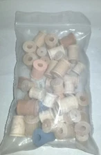 Vintage Miniature Wooden Sewing Spools Lot of 30+ Dollhouse Accessories 