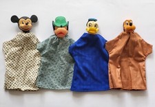 LOT 4 MARIONNETTES A MAIN WALT DISNEY vintage MICKEY DONALD PLUTO GRAND LOUP