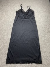 VTG Vanity Fair Nightgown Women Size 40 Medium Black Lace Chiffon BabyDoll 60s