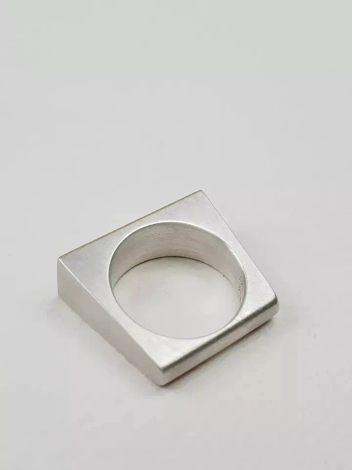925 Sterling Silver rectangle silver ring geometric Ring Square Ring For Woman