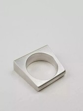 925 Sterling Silver rectangle silver ring geometric Ring Square Ring For Woman