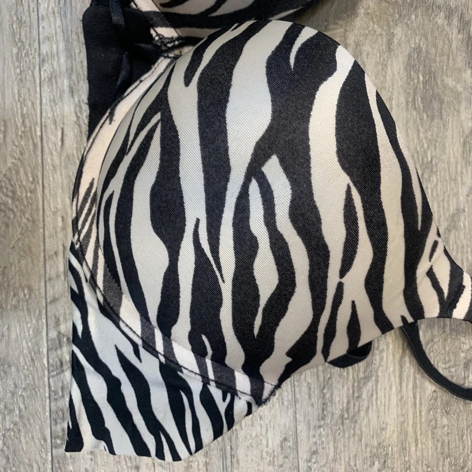 Sujetador Victoria Secret Estampado Cebra Satinado Milagroso Bombshell Talla 34 A Foto 4 de 4