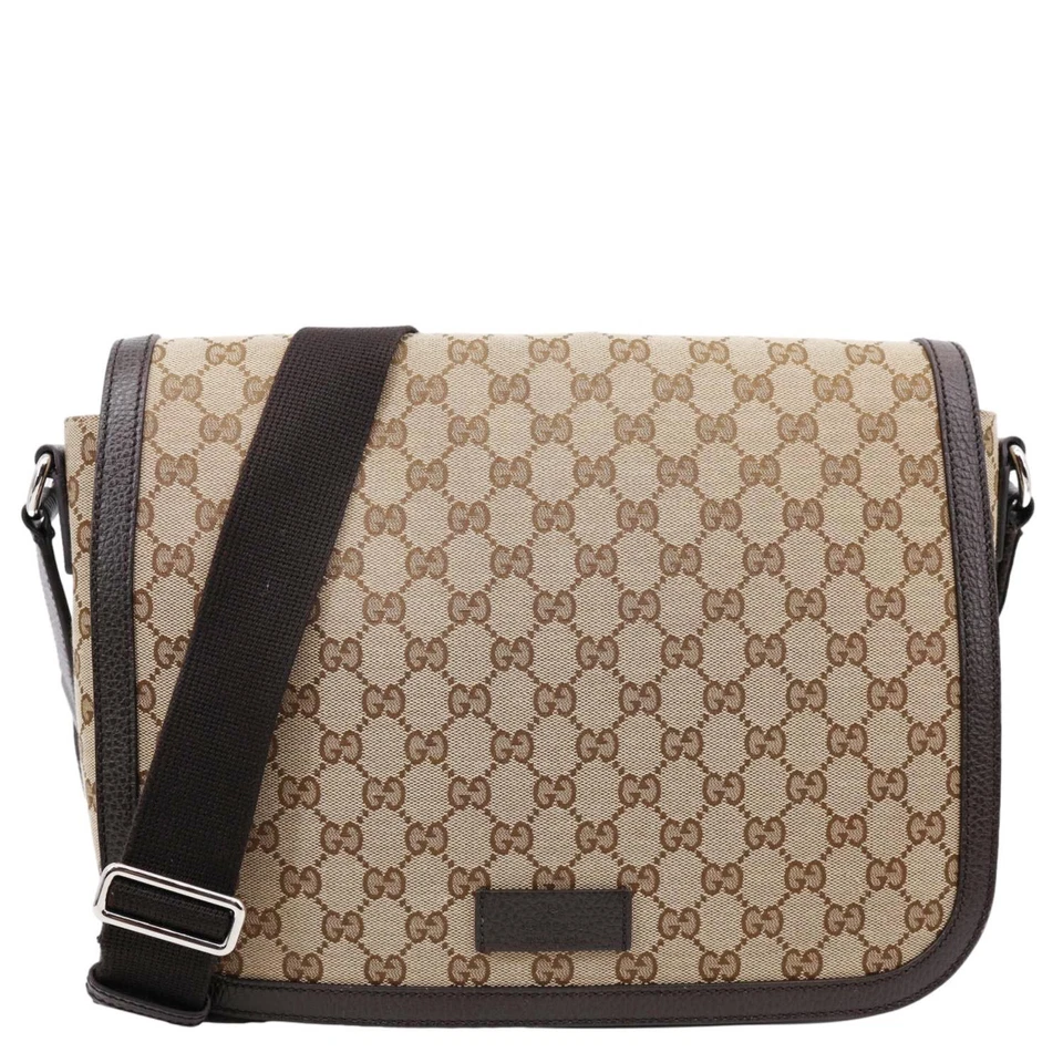 Bolso Mensajero GUCCI GG Solapa Grande Monograma Lona Beige 449171