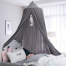 Kids Bed Canopy for Crib - Girls Nursery Canopy Hanging, Blocks Light Dark Gray