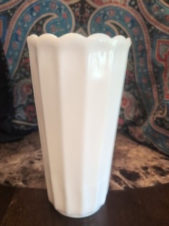Vintage 10 Inch Milk Glass Vase