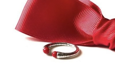 Sterling Silver 925 open Ring with red ends