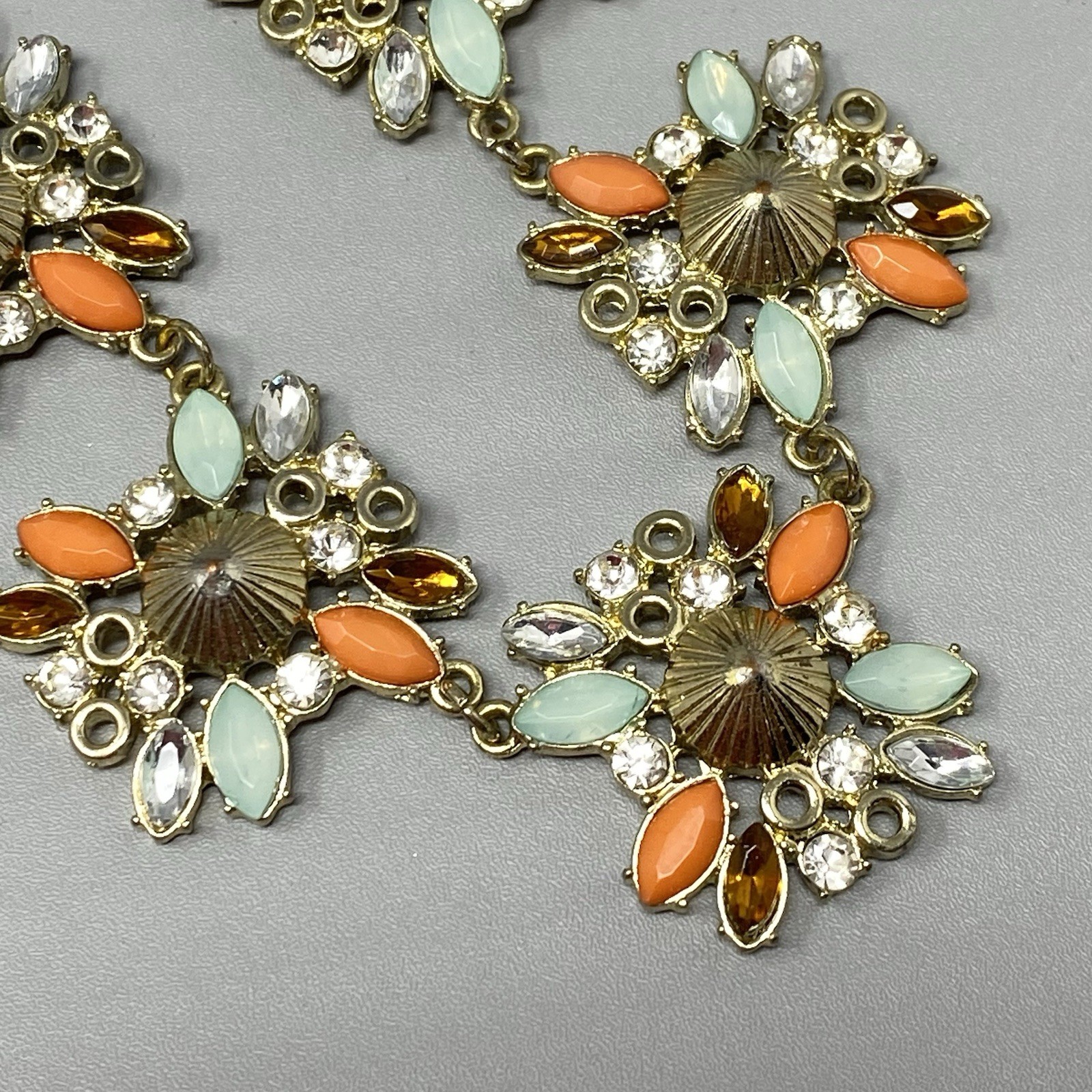 Chunky Statement Necklace Large Panel Rhinestone … - image 6