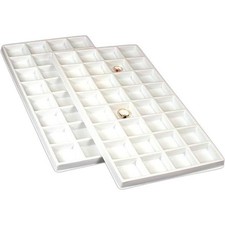 2 White Plastic 32 Compartment Jewelry Tray Inserts