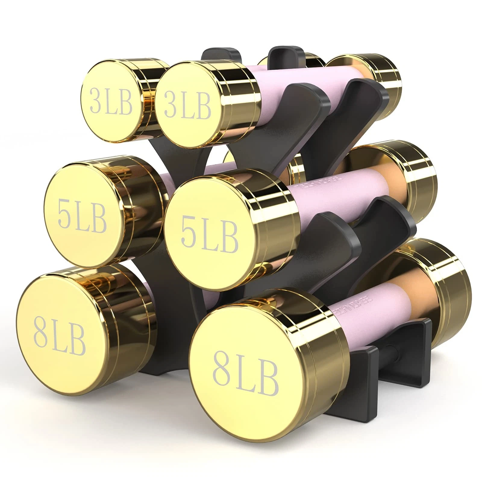Round Dumbbell Sets with Steel Handle, Odorless Neoprene Handle Cover