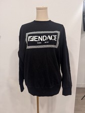 Fendace Fendi Black Crew Neck Pullover Sweatshirt Cotton S Graphic Logo Print