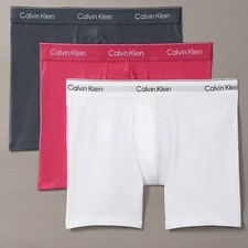 Calvin Klein Men  s Icon Cotton Stretch 3 Pack Boxer Brief Gray Pink White MEDIUM