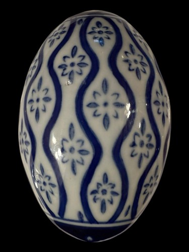Vtg Set of 2 Porcelain Blue and White Chinoiserie Eggs 4.75” Tall 3” Diameter - 第 13/16 張圖片