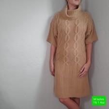 Cynthia Steffe womens chunky turtleneck cable sweater dress beige brown size M
