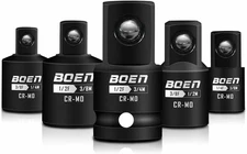 5 Piece Impact Socket Adapter Set and Reducer Set, Standard SAE, 1/4", 3/8", 1/2