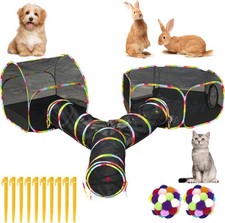 Outdoor Cat Enclosure with Cat Tunnel Tent, Playhouse and Cat Toy Ball with Bell