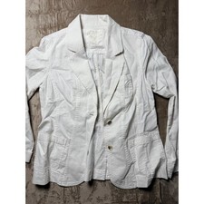 Sonoma Life Style Womens Small White Linen/Rayon 3-Button Blazer Coastal Summer