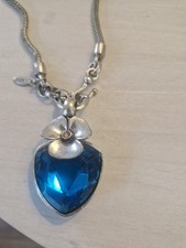 large vintage Missfox heart shape Blue Pendant