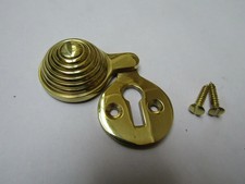 POLISHED BRASS keyhole cover escutcheon key hole plate covered/ open solid brass