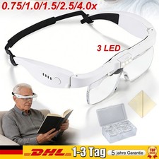 Lupenbrille mit Licht Testsieger für Brillenträger 0.75/1.0/1.5/2.5/4.0x LED