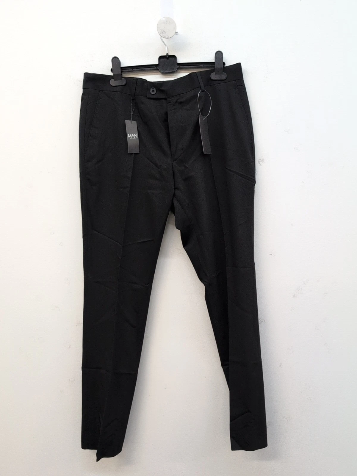 Man Bohooman Tall Homme Slim Fit High Rise Split Hem Men's Joggers US 34 Black