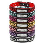 Personalized Dog Collar Braided Leather Padded Name ID Tag Engraved Free XS-XL