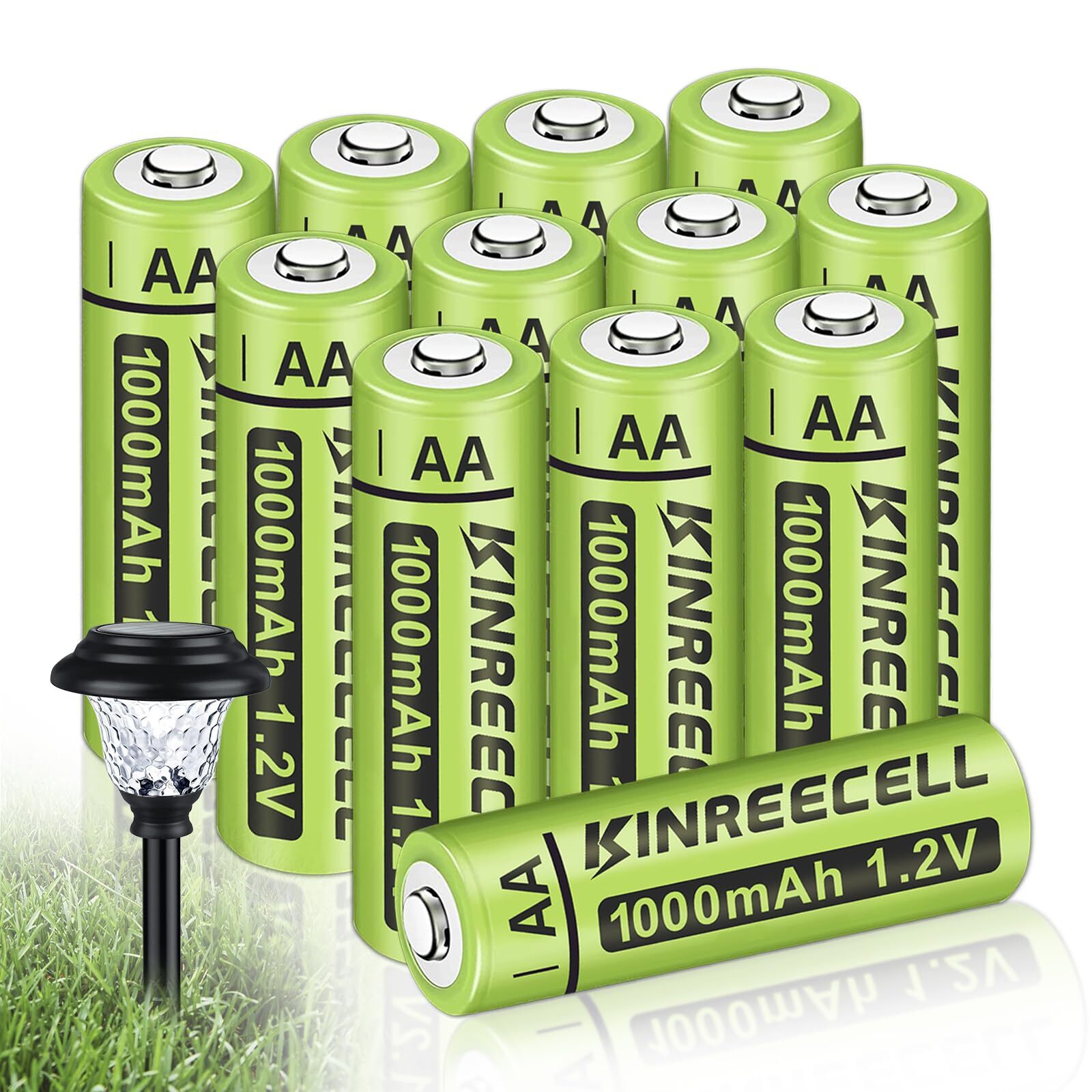 Rechargeable AA Batteries Ni-MH Double A Solar Batteries High Capacity 1.2V P...-image