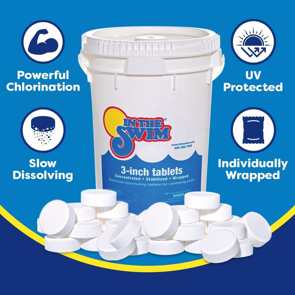 In The Swim 3 Inch Stabilized Chlorine Tablets for Sanitizing Swimming Pools -