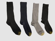 Gold Toe Men's 4-Pair Pack Gray Cotton Solid Stanton Dress Socks Size 6-12