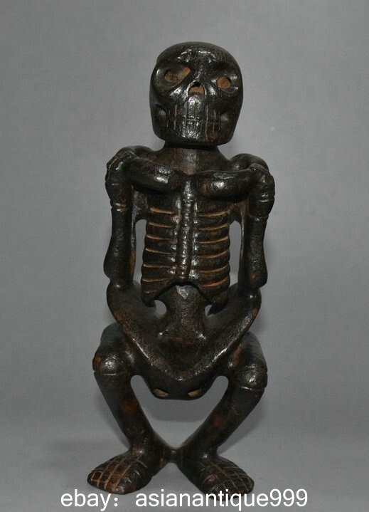 10.4" Chinesische Natürliche Alte Hetian Jade menschliche Skelett Mann Skulptur