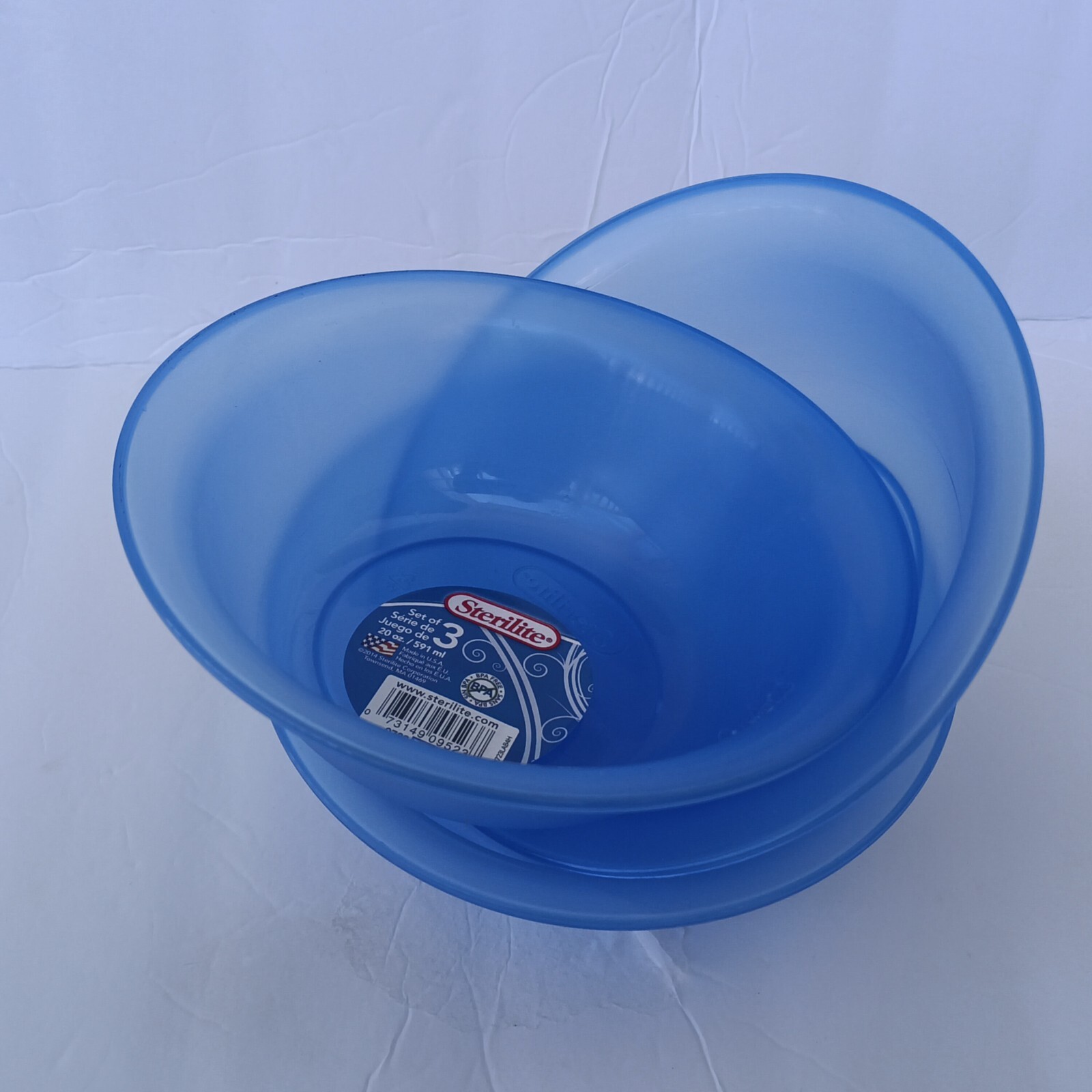 Blue Popcorn Bowls Microwave Safe 20 Oz Plastic Set of 3 Sterlite Bowl